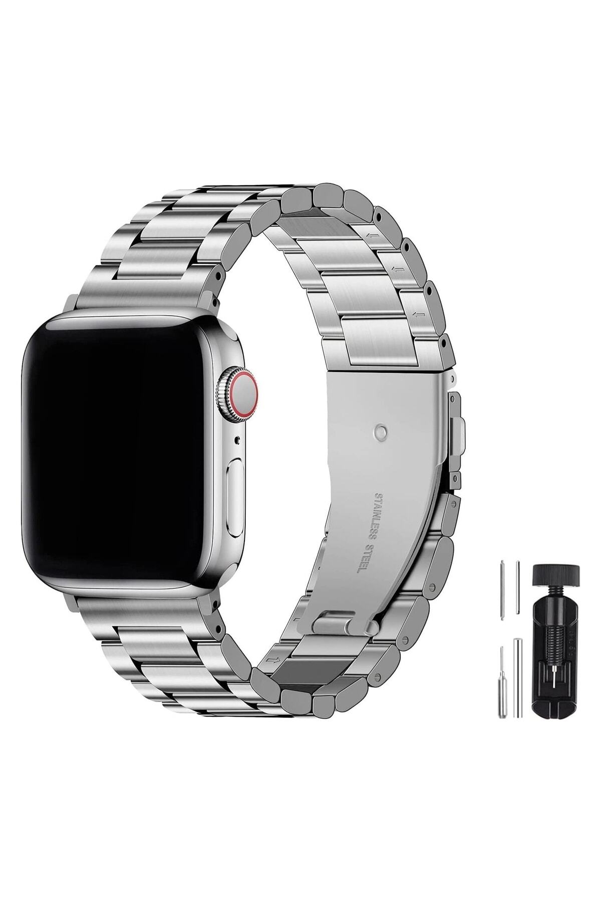 1_org_zoom-68 redmud teknoloji Apple Watch Seri 10 42 mm ile Uyumlu Paslanmaz Çelik Kordon ve Kayış Ayarlama Aparatı - Görsel 1